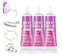 Lot de 3 colles pour pierres précieuses - 50 ml - Étanche - Transparent - Colle précise - Pour pierres précieuses, travaux manuels, réparation de bijoux