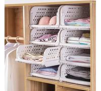 lot de 3 commodes Armoire à vêtements Commodes Empilables Armoire à vêtements Étagère Intérieure Pliable Boîtes de rangement Tiroir Blanc Empilable Tiroirs pour vêtements Chambre Cuisine Salle de bain