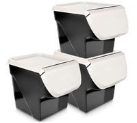 Lot de 3 Conteneurs de stockage VILDE - Plastique alimentaire - 34x26x27,5 cm - Noir