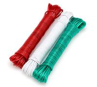 Lot de 3 Cordes à Linge Multicolore, Fil d’Acier plastifié, diamètre 2,6 mm, Multicolore, 10 mètres, 20216 Flandria