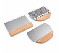 Lot de 3 Coupes Pâte en Acier Inoxydable 430 avec Manche en Bois, Grattoir Patisserie & Corne Patisserie avec Échelle de Mesure, Accessoire pour Boulangerie, Pain, Pizza et Pâtisserie