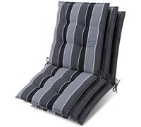Beautissu Sun-NL, coussin bas, 100x50x8 cm, rayures anthracite, lot de 3