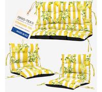 Lot de 3 coussins pour mobilier en palettes, coussins d’extérieur pour mobilier en rotin, 2x coussin de chaise + 1x coussin de banc, motif citrons