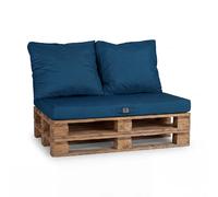 Lot matelas pour palette déhoussable avec assise de 120x80x10cm et dossier Bleu Petrole