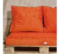 Lot matelas pour palette déhoussable avec assise de 120x80x10cm et dossier Orange