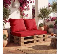 Lot de 3 coussins pour palette déhoussables en polyester rouge