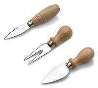 Lot de 3 couteaux à fromage, acier inoxydable, servi fromage, manche en bois, grain, parmesan, mini couteaux, 3 modèles, ergonomiques, desserts et desserts, utile dans la cuisine, ustensiles de