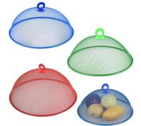 Lot de 3 couvercles alimentaires réutilisables en acier inoxydable avec poignées, pour la cuisine et les pique-niques (3 couleurs)