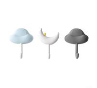 Lot de 3 Crochets Muraux pour Clés et Lot de 3 Crochets Muraux((assorted)) | Design étoiles et nuages, aspect ludique, pour idéal pour chambre enfant, pour décor mignon, touche whimsical