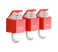 Lot de 3 crochets patère chat - Blanc