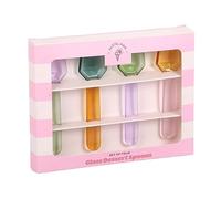 Lot de 3 cuillères à dessert en verre pastel | Cuillères d'été élégantes pour crème glacée et pudding | Cadeau de cuisine côtière