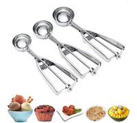 Lot de 3 cuillères à glace de différentes tailles, boules de melon, ustensiles de pâtisserie pour pâte à biscuits