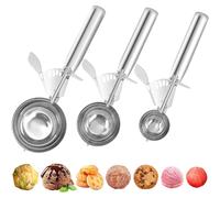 Lot de 3 cuillères à glace inox avec déclencheur