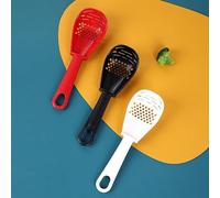 Lot de 3 cuillères de cuisine multifonctions, cuillère ajourée pour égoutter, broyer et séparer les œufs, presse-purée portable pour préparer les aliments, ustensiles de cuisine rouge, blanc, noir