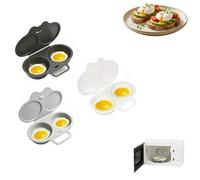 Lot de 3 Cuiseur Oeuf Micro Ondes, Pocheuse à œufs au micro-ondes | 2 Cavités Microwave Egg Cooker avec Couvercle et Poignée, Cuit Oeuf pour Œufs Mollets et Durs, Entretien Facile