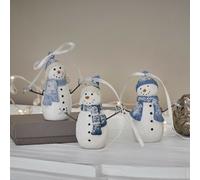 Lot de 3 décorations à suspendre Tedvik bleu/blanc H/L/P env. 10/10/4.5 cm