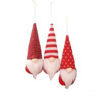 Lot de 3 décorations de nain suédois pour sapin de Noël - Décorations suédoises à suspendre avec Père Noël en feutre - Pendentifs nains sans visage tricotés à la main - Rose/vert (costume rouge)