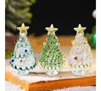 Lot de 3 décorations de Noël en verre - En cristal - Petit sapin de Noël miniature - Statue de sapin de Noël artificiel - Pour l'intérieur - Décoration de table - Cadeaux de Noël (B)
