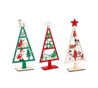 Lot de 3 décorations de table de Noël en bois - Père Noël, bonhomme de neige, renne, décoration saisonnière d'intérieur pour décoration de fête d'hiver - 18,3 x 8,33 cm