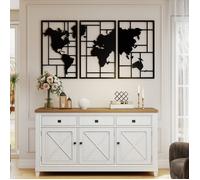 Lot de 3 décorations murales en métal - HOMCOM - géométriques abstraites - moderne - 50 x 80 cm - noir