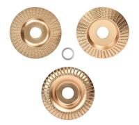 Lot de 3 disques de fraisage pour meuleuse d'angle en bois - 115/125 mm - Avec disque abrasif de 22 mm - Pour façonner, poncer et couper (100 et 75 mm, doré)