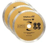 Lot de 3 disques diamantés à tronçonner diamantés Ø 85 x 15 mm Lame de scie circulaire pour pierre, carrelage, céramique compatible avec Bosch, Makita, Worx, Parkside