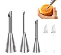 Lot de 3 Douille Patisserie Professionnelle avec 2 Brosses de Nettoyage, Douille à garnir Inox pour Divers Desserts, 3 Tailles(TAILLE:5/6/8mm)