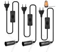Lot de 3 douilles de lampe E14 avec interrupteur 230 V 60 W - Culot de lampe de sel avec câble d'alimentation de 1,8 m - Anneau à vis - Prise UE - Pour suspension de lampe - Chambre à coucher, salon