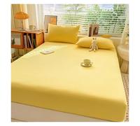 Lot de 3 draps-housses en coton doux avec bandes élastiques - Couleur unie - Antidérapants - Pour lit double et grand lit 140/160/200 (jaune 2, 80 x 200 x 30 cm)
