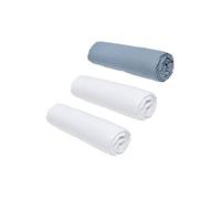 Today Lot de 3 draps-housses Essential 160x200 cm 2 personnes 100% coton Craie/Denim