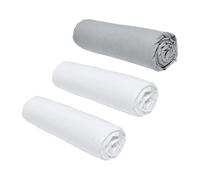 Today Essential - Lot de 3 draps Housses 140x190 cm 2 Personnes 100% Coton Craie/Acier