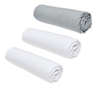 Today Essential - Lot de 3 draps Housses 160x200 cm 2 Personnes 100% Coton Craie/Acier