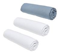 Lot de 3 draps housses TODAY Essential - 160 x 200 cm - 2 personnes - 100% Coton - Craie/ Denim Multicolore G