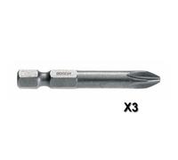 Lot de 3 embouts de vissage Extra-dur Phillips PH1 à queue 6 pans mâle 1/4 Longueur 49 mm BOSCH 2607001526