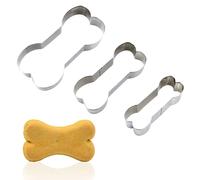 Lot de 3 emporte-pièces en forme d'os en forme de chien - 3 tailles différentes : L/13 cm, M/11,4 cm, S/10 cm