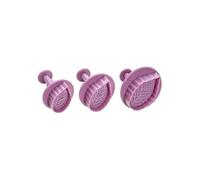 Zenker Emporte-pièces poussoir Sweet Sensation - Lot de 3 motif feuille, plastique rose 4,7cm 43075