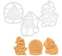lot de 3 emporte-pièces sur le thème de Noël (motifs: père noël, boule à neige et bonhomme de neige), 3 pièces