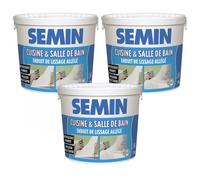 Lot de 3 enduits de lissage cuisine et salle de bain Semin - adapté aux pièces humides - seau de 1 kg