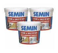 SEMIN Enduit de Rebouchage & Rénovation Cuisine et Salle de Bain 1kg - Enduit Prêt à l’Emploi, Haute Adhérence sur Carrelage sans Primaire, Résistant à l’Humidité, Murs Intérieurs - Lot de 3