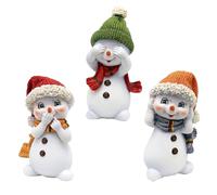 Lot de 3 Enfants de Neige avec Bonnet et écharpe en Orange, Vert et Rouge, 6,3 x 5 x 10,5 cm (L x l x H)