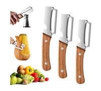 Lot de 3 éplucheurs en bois multifonction 2 en 1 en acier inoxydable avec poignée et décapsuleur fruits, pommes, pommes de terre