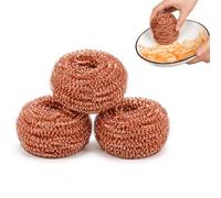 Lot de 3 Eponge en Cuivre,Cuivre Gratounette Heavy Duty de Cuisine Pots Casseroles Brosse de Nettoyage,Parfaites pour Nettoyer Les Buses De Fer Et Enlever Les Scories (1)