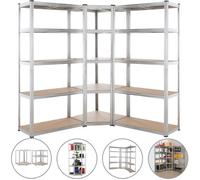 Lot de 3 étagères charges lourdes acier et MDF 15 plateaux modulable max. 875 kg par étagère d'angle garage atelier outils bricolage