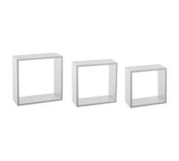5five - Lot de 3 Étagères Murales Cube Fixy - Blanc, 3 Tailles, Fixation Invisible - pour Salon, Chambre, Bureau, Rangement Décoratif