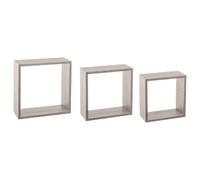 5five - Lot de 3 Étagères Murales Cube Fixy Effet Chêne Gris, 3 Tailles, Fixation Invisible - pour Salon, Chambre, Bureau, Décoration