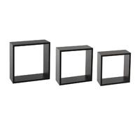 5five - Lot de 3 Étagères Murales Cube Fixy Noir - Fixations Invisibles, Rangement Décoratif - pour Salon, Chambre, Bureau