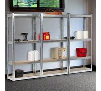 Lot de 3 étagères modulables charges lourdes 12 plateaux H. 150 CM Gris