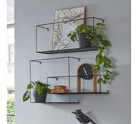 HAKU Möbel Lot de 3 étagères murales Noir, métal - Dim.: L 40/50/55 cm x H 40/15/25 cm x P 18/16/20 cm, Style: Modern