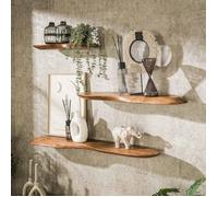 Lot de 3 étagères murales 60, 90 et 120 cm en bois d'acacia - AIKI
