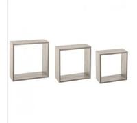 5five - Lot de 3 Étagères Murales Cube Fixy Effet Chêne Gris, 3 Tailles, Fixation Invisible - pour Salon, Chambre, Bureau, Décoration